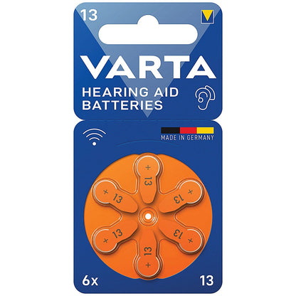 Varta Size 13 Hearing Aid Batteries, Pack of 6