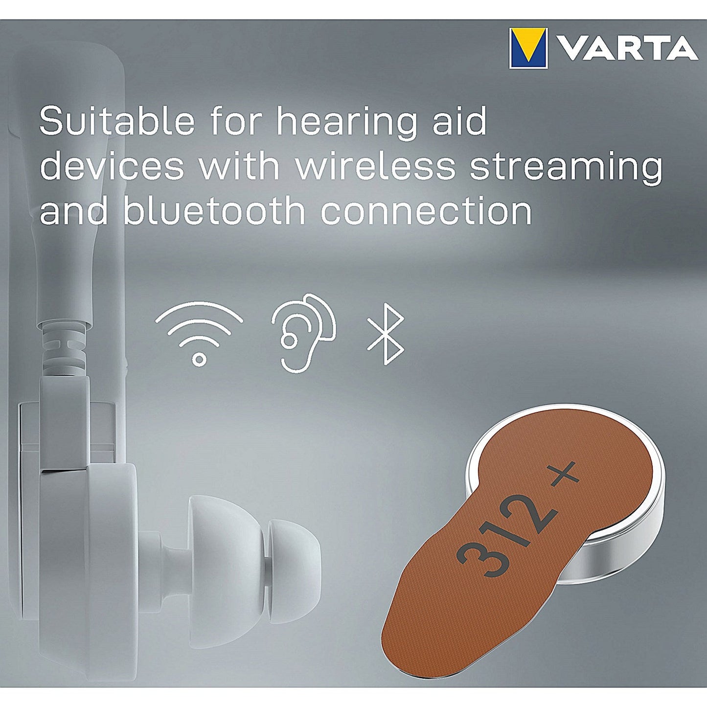 Varta Size 312 Hearing Aid Batteries, Pack of 6