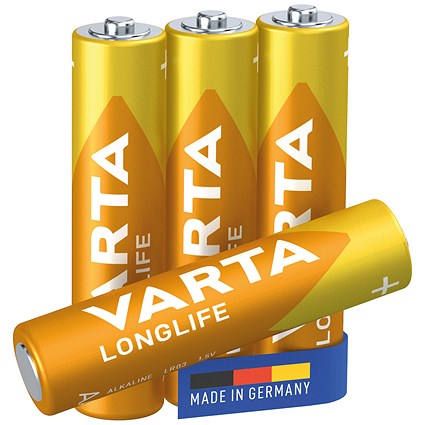 Varta Longlife AAA Alkaline Batteries, Pack of 4