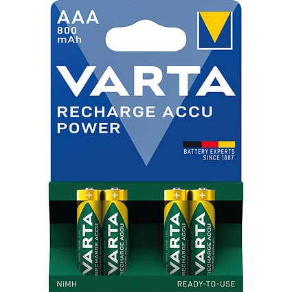 Varta Rechargeable AAA Batteries, Pack of 4
