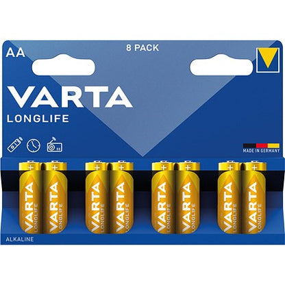Varta Longlife AA Alkaline Batteries, Pack of 8