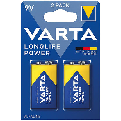 Varta Longlife Power 9V Alkaline Batteries, Pack of 2