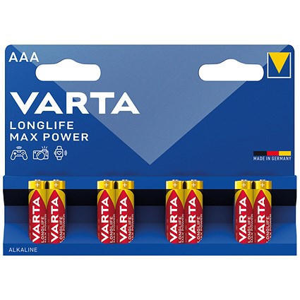 Varta Longlife Max Power AAA Alkaline Batteries, Pack of 8