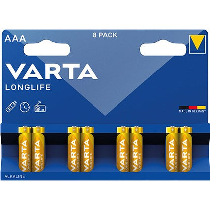 Varta Longlife AAA Alkaline Batteries, Pack of 8