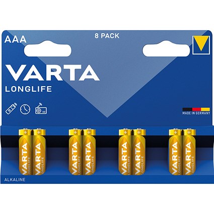 Varta Longlife AAA Alkaline Batteries, Pack of 8