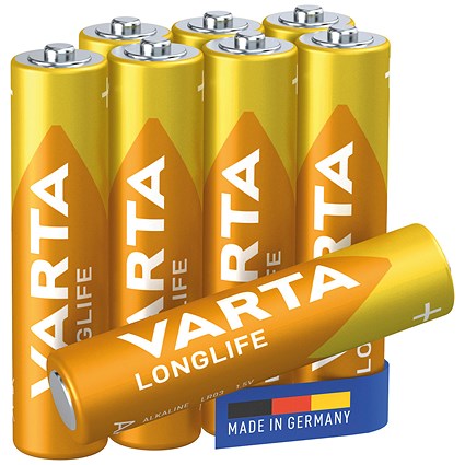 Varta Longlife AAA Alkaline Batteries, Pack of 8
