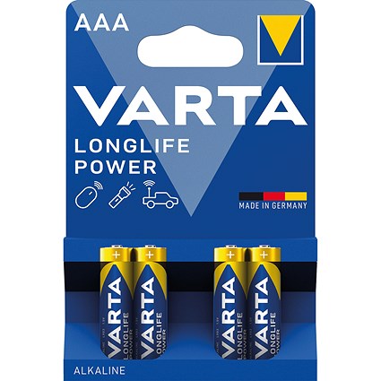 Varta Longlife Power AAA Alkaline Batteries, Pack of 4