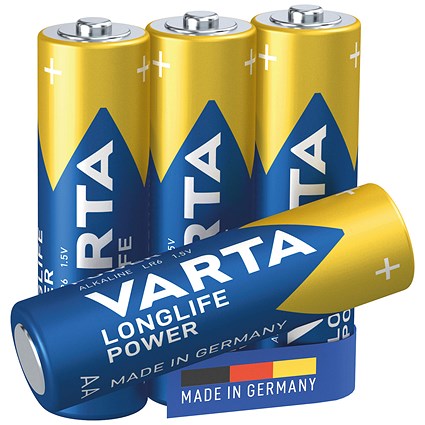 Varta Longlife Power AA Alkaline Batteries, Pack of 4