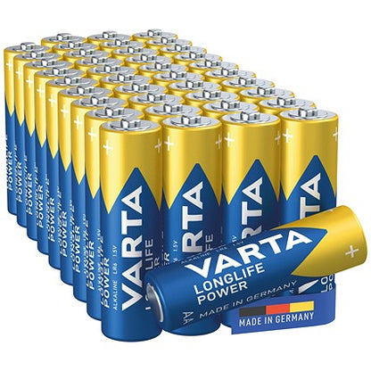 Varta Longlife Power AA Alkaline Batteries, Pack of 40