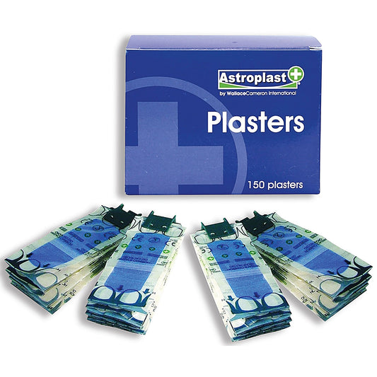 Wallace Cameron Pilferproof Blue Detectable Plasters Refill, 2 Assorted Sizes, Blue, Pack of 150
