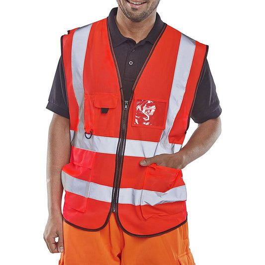 Beeswift Executive Hi Viz Waistcoat, Red, 2XL