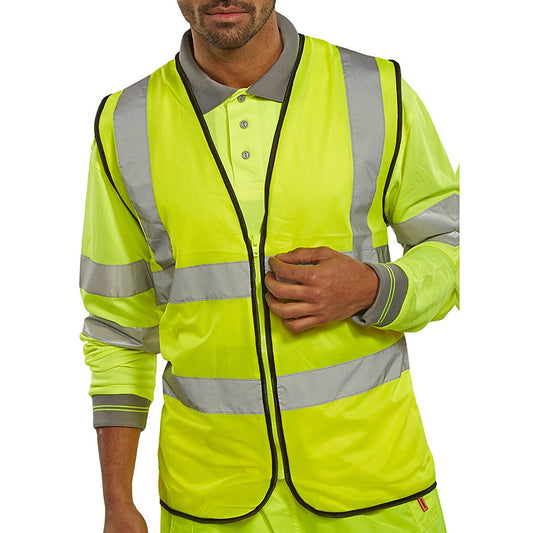 Beeswift Hi Viz Zip Fastened Waistcoat, Saturn Yellow, 2XL