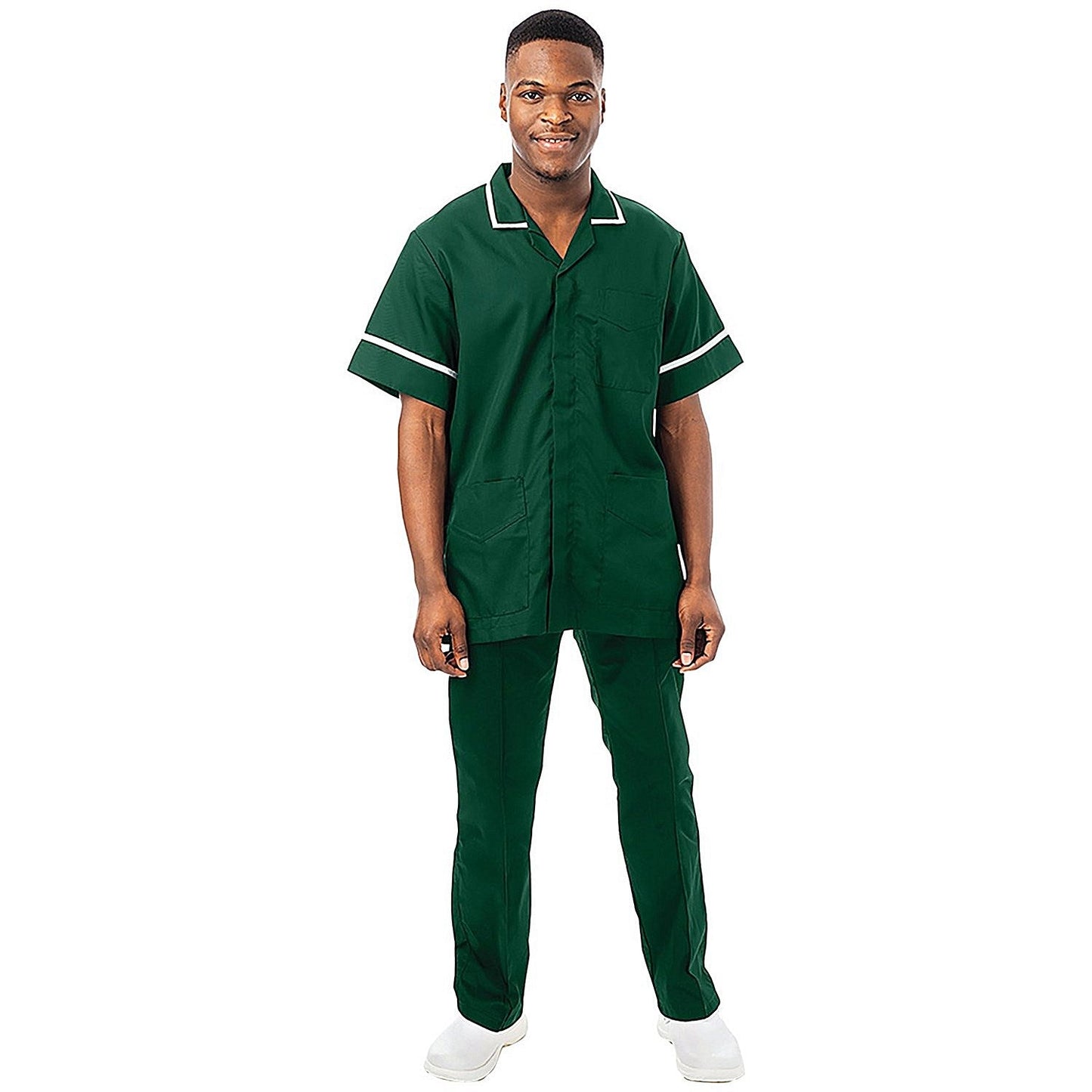 Work in Style Philz Male Healthcare Tunic, Bottle Green with White Trim, Size 36 Inch Easy2Order : WIS09220