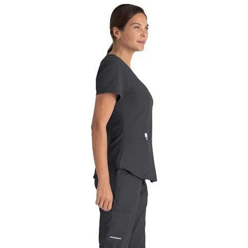 Skechers SK101 Breeze Female Scrub Top, Pewter, Size 2XS