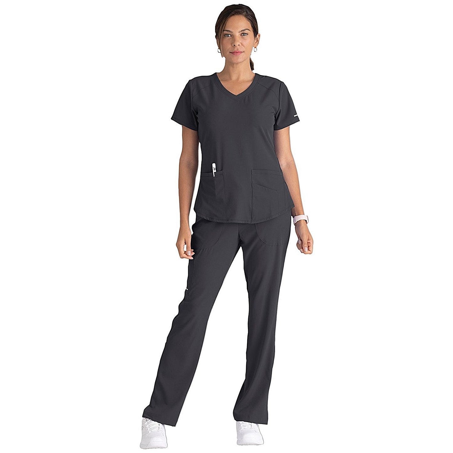 Skechers SK101 Breeze Female Scrub Top, Pewter, Size XS