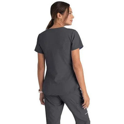 Skechers SK101 Breeze Female Scrub Top, Pewter, Size XS