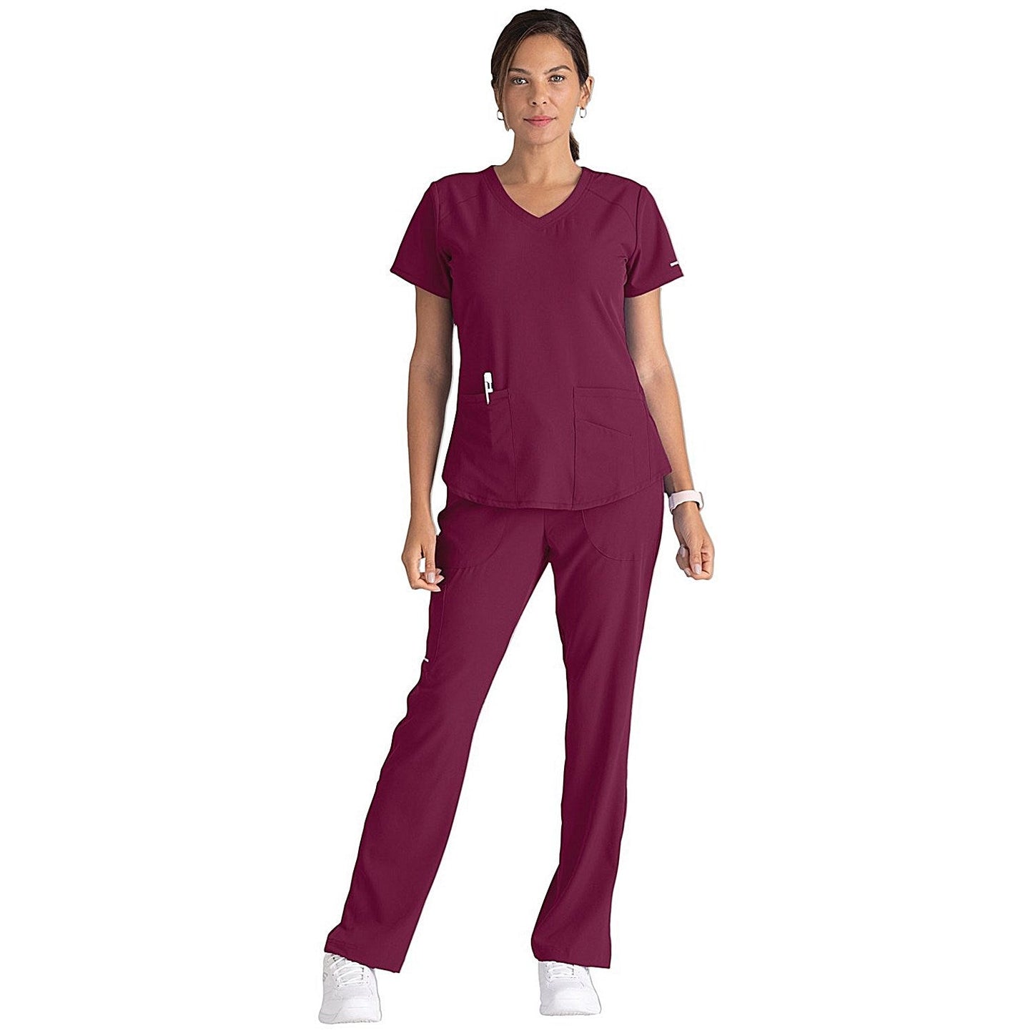 Skechers SK101 Breeze Female Scrub Top, Wine, Size XS