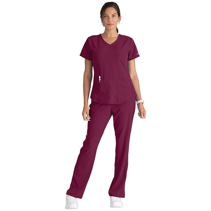 Skechers SK101 Breeze Female Scrub Top, Wine, Size XS