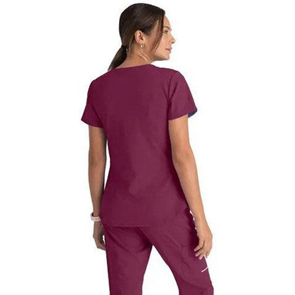 Skechers SK101 Breeze Female Scrub Top, Wine, Size XS