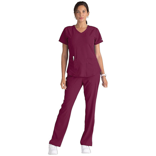 Skechers SK101 Breeze Female Scrub Top, Wine, Size 4XL