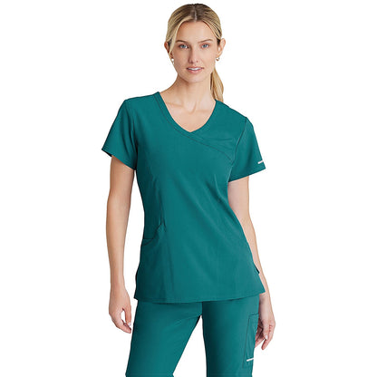 Skechers Female V Neck Scrub Top, Teal Blue, Large