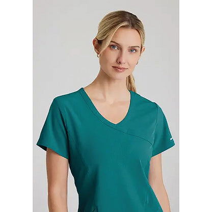 Skechers Female V Neck Scrub Top, Teal Blue, Large