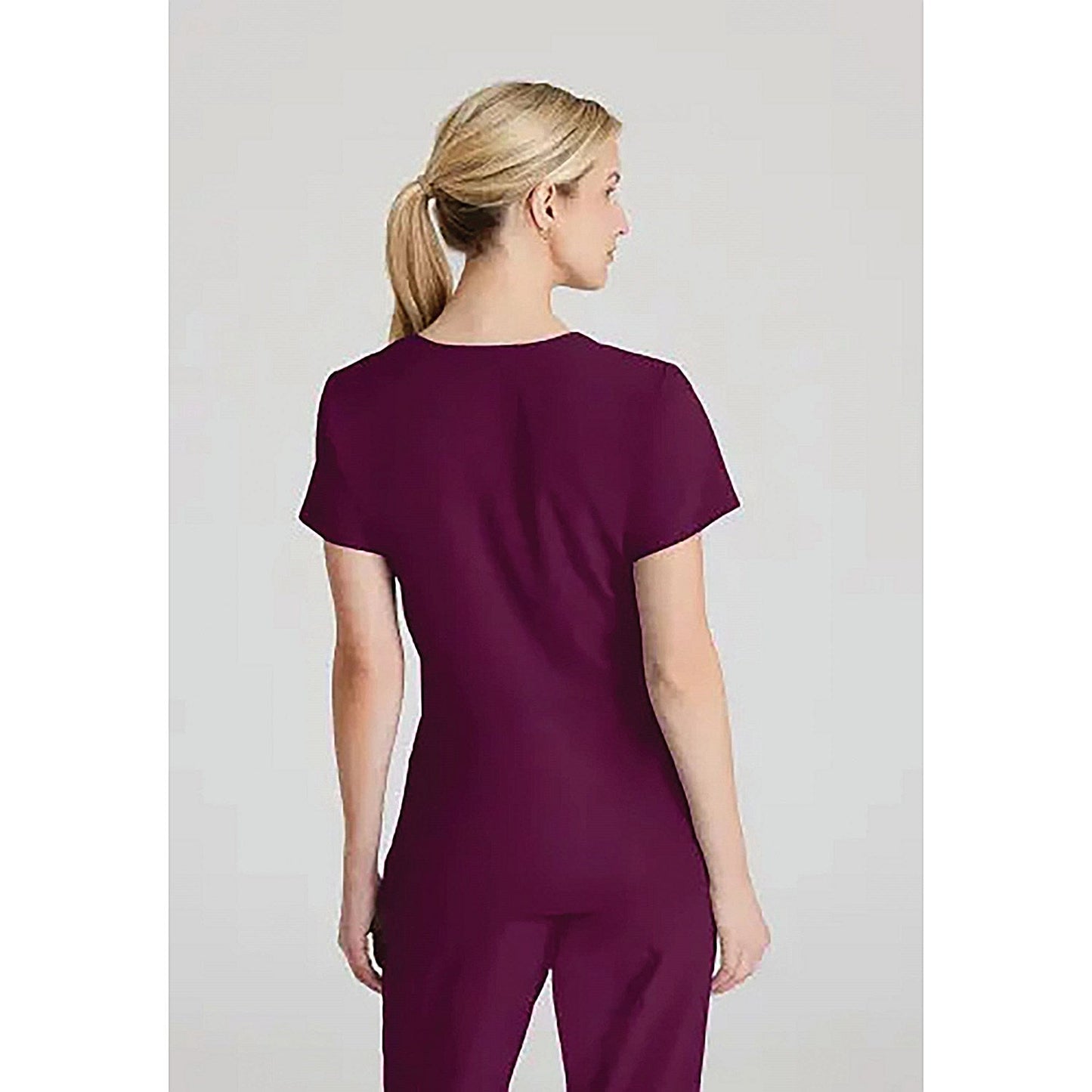 Skechers Female V Neck Scrub Top, Wine, Small