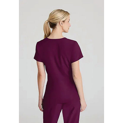 Skechers Female V Neck Scrub Top, Wine, Small