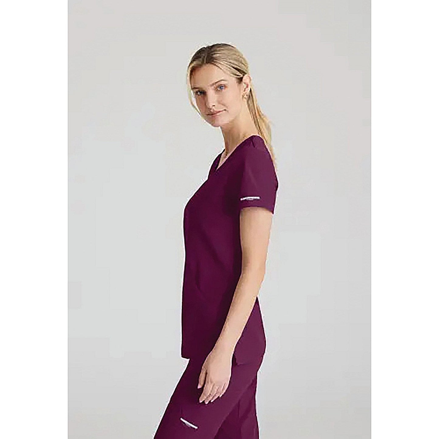 Skechers Female V Neck Scrub Top, Wine, XL