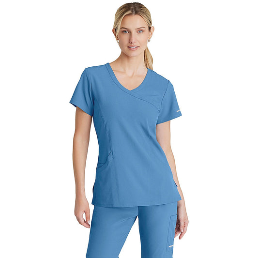 Skechers Female V Neck Scrub Top, Ceil Blue, 2XL