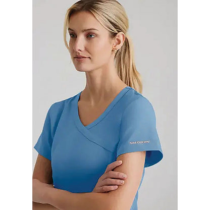Skechers Female V Neck Scrub Top, Ceil Blue, 2XL