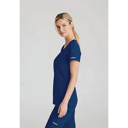 Skechers Female V Neck Scrub Top, Navy, Small