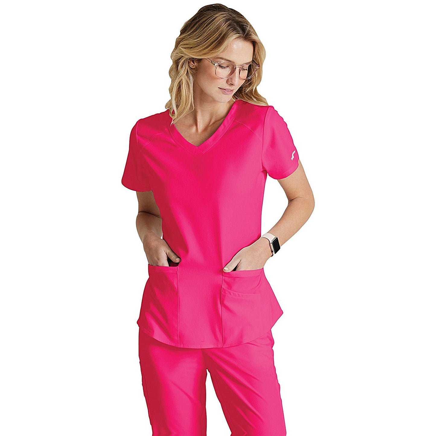 Skechers SK101 Breeze Female Scrub Top, Vibrance Pink, Size 2XS