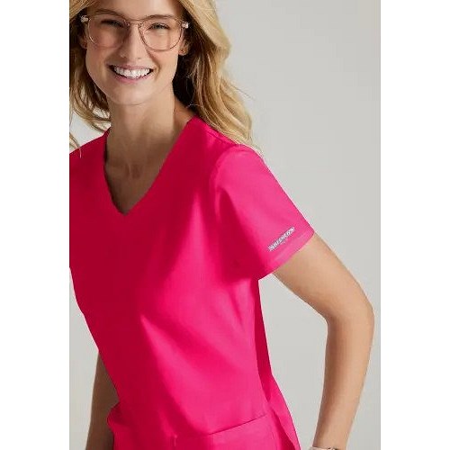 Skechers SK101 Breeze Female Scrub Top, Vibrance Pink, Size 2XS