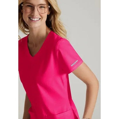 Skechers SK101 Breeze Female Scrub Top, Vibrance Pink, Size 3XL
