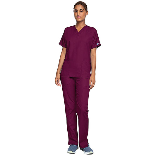 Cherokee Unisex Scrub Top, Wine, 5XL Easy2Order : WIS18263