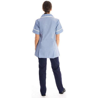 Work in Style Female Nursing Tunic, Sky with White Trim, 42 Inch