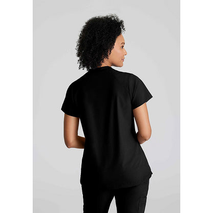 Work in Style Female Nursing Tunic, Navy with Purple Trim, 32 Inch