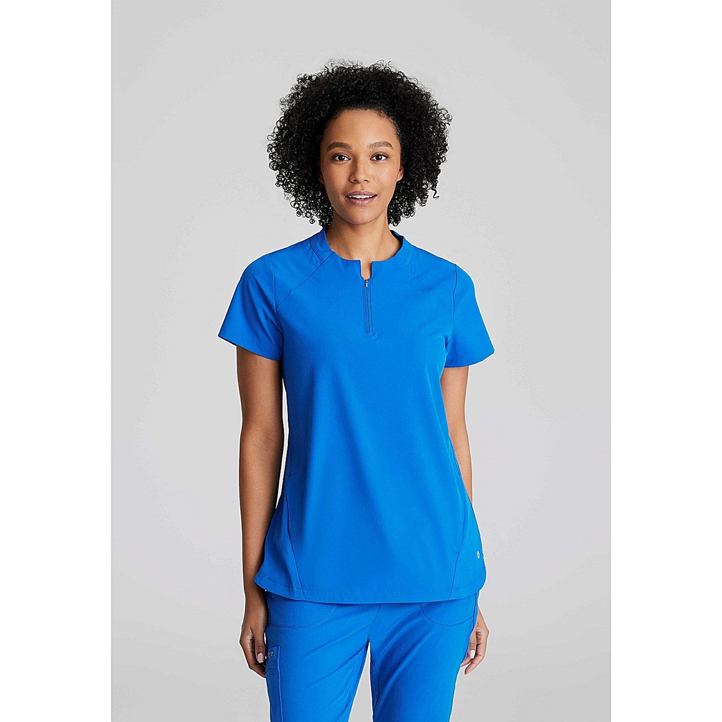Work in Style Female Nursing Tunic, Navy with Purple Trim, 38 Inch