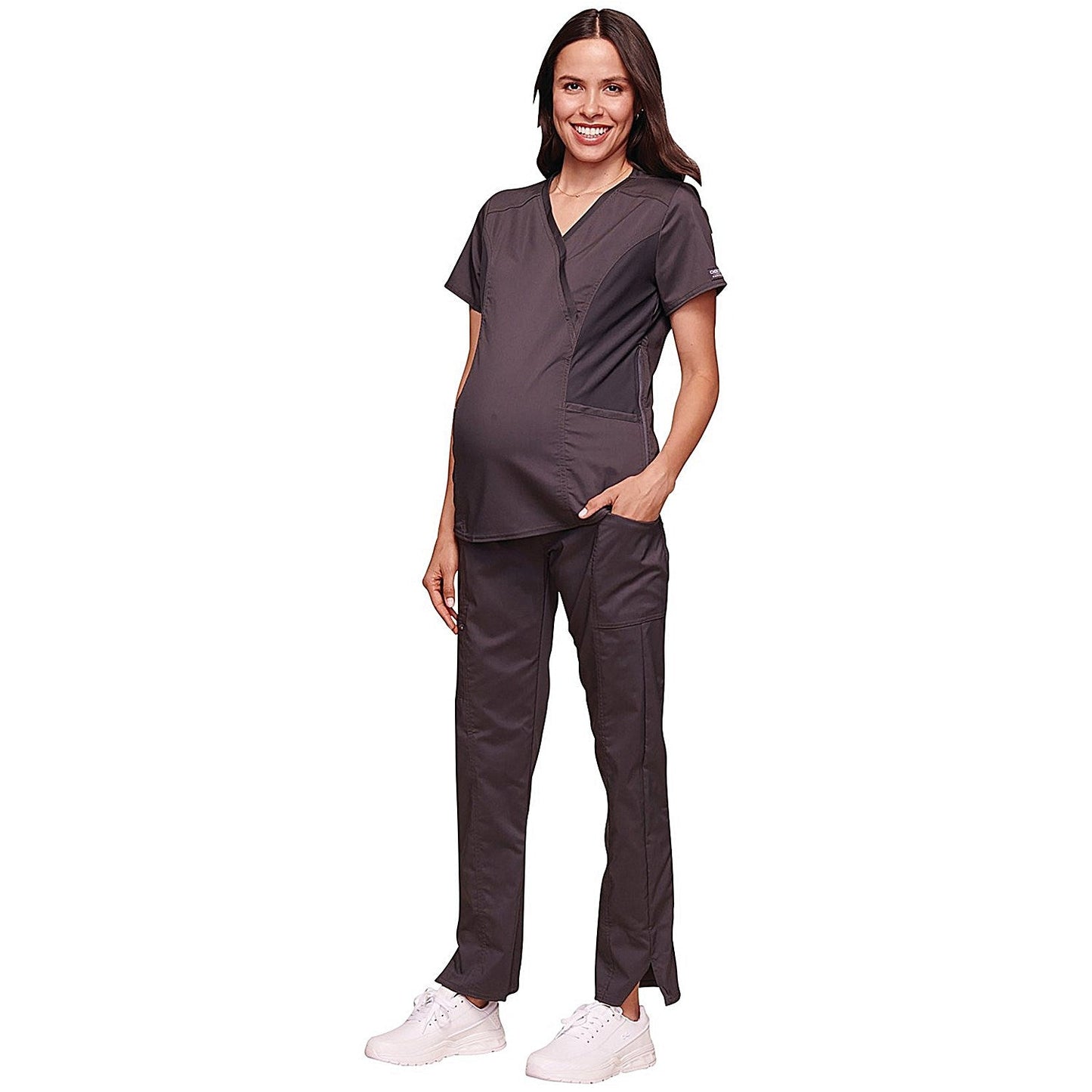 Cherokee Revolution WWE688 Maternity Top, Pewter, Size 3XL