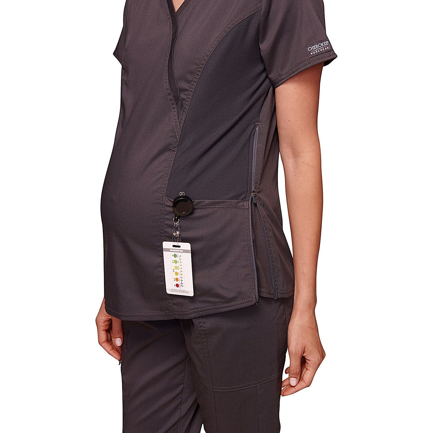 Cherokee Revolution WWE688 Maternity Top, Pewter, Size 3XL