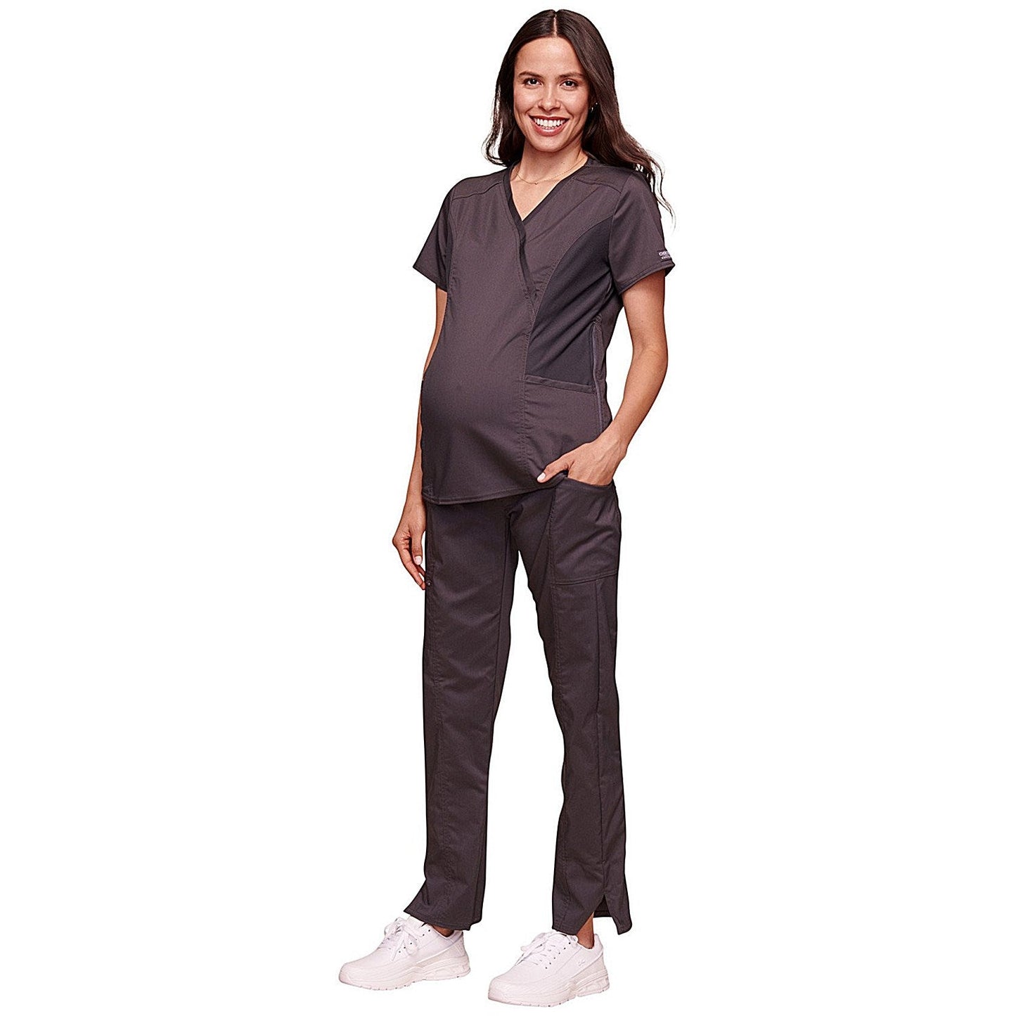 Cherokee Revolution WWE688 Maternity Top, Pewter, Size 3XL