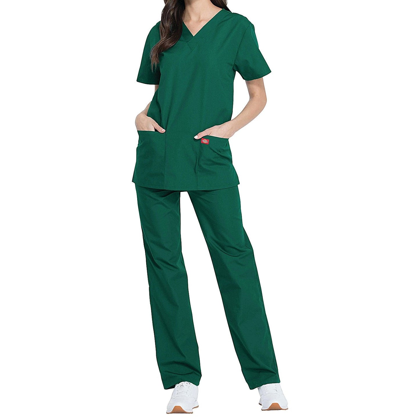 Dickies DKP520C Unisex Scrub Set Top and Trousers, Hunter Green, Size XS