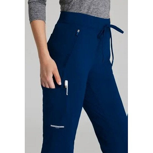 Skechers Slip-ins Glide Knit Flare Scrub Trousers, Navy Blue, XS, Regular Leg