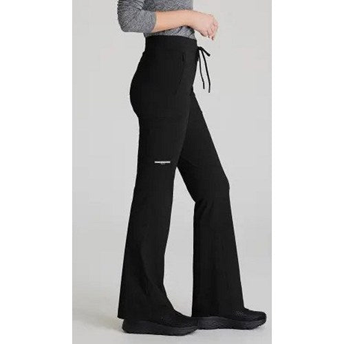 Skechers Slip-ins Glide Knit Flare Scrub Trousers, Black, XL, Short Leg