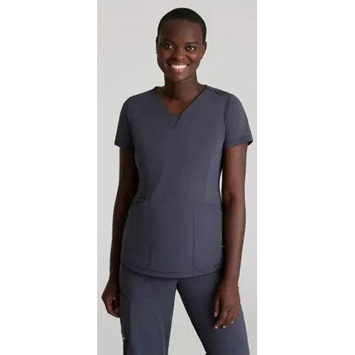 Skechers Slip-ins Serene Knit Scrub Top, Pewter Grey, XL