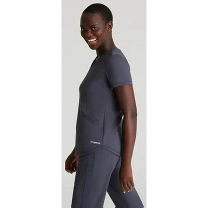 Skechers Slip-ins Serene Knit Scrub Top, Pewter Grey, XL Easy2Order : WIS21897