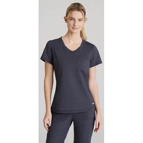 Skechers Slip-ins Flow Knit Scrub Top, Pewter Grey, Medium