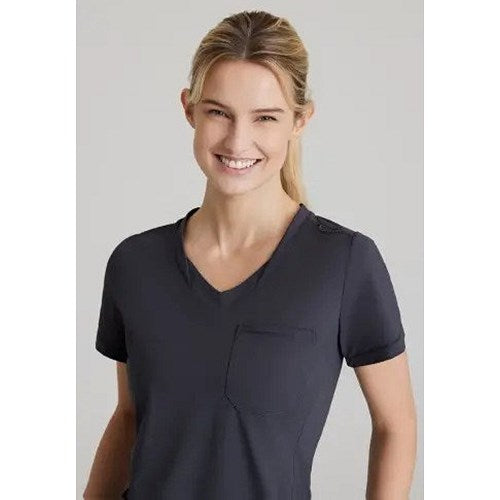 Skechers Slip-ins Flow Knit Scrub Top, Pewter Grey, Large