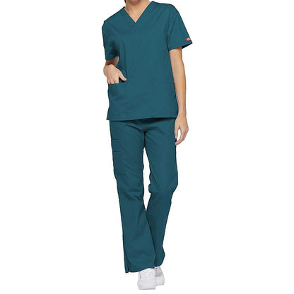 Dickies Signature V-neck Scrub Top, Caribbean Blue, Medium